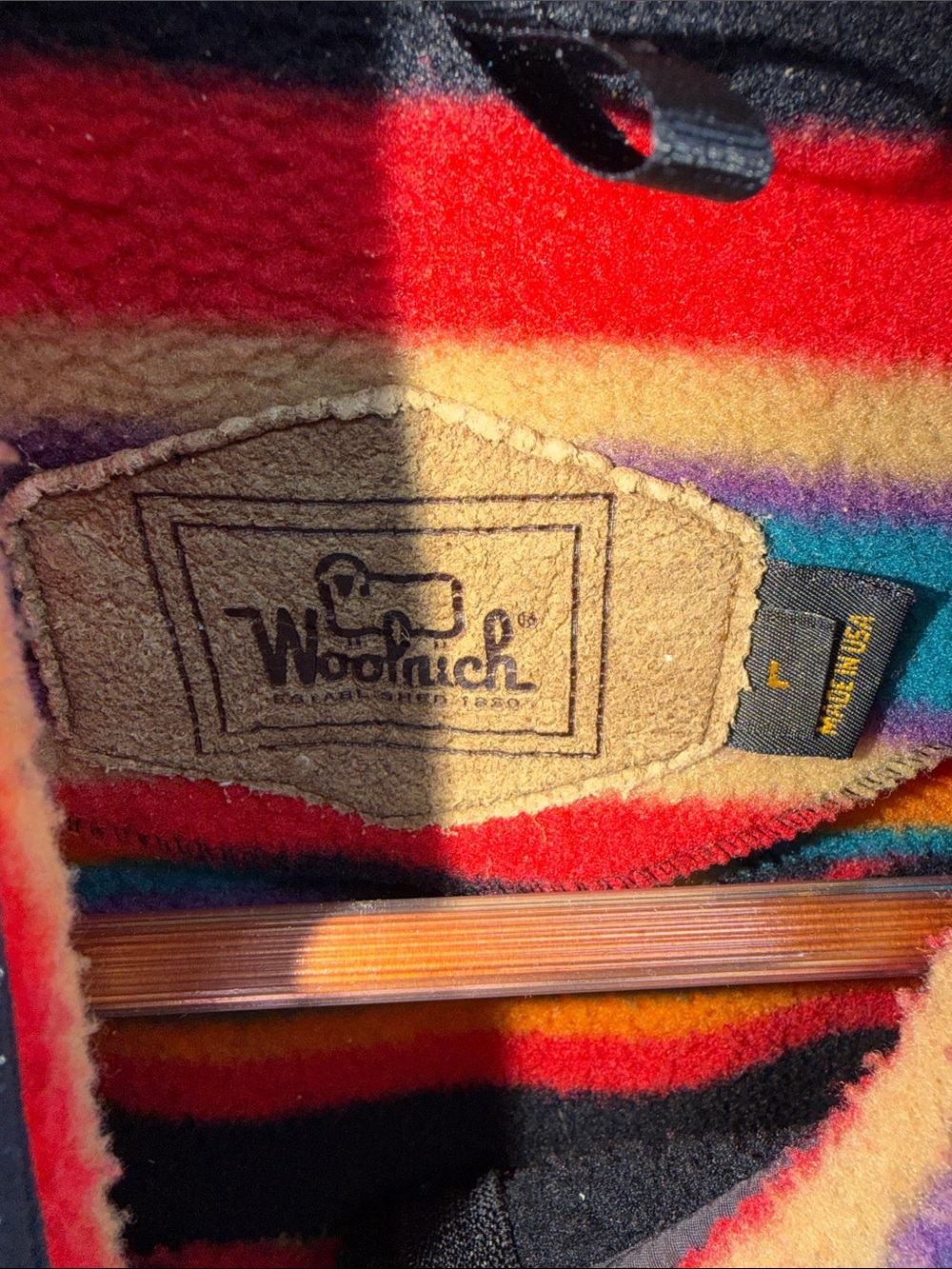 Woolrich Black Fleece Half-Zip with Red, Teal, Orange & Purple Stripes - Picture 2 of 3